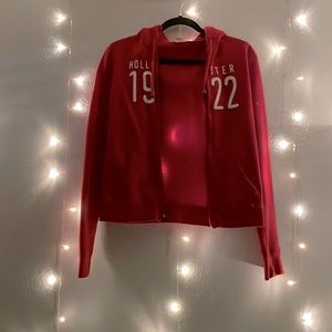 A red cotton hoodie jacket from Hollister
